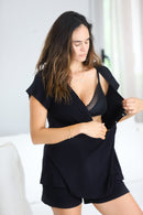 Set (3p) Remera, Short y Bata "Essential Black" S/p