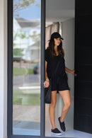 Set (4p) Remera, Short, Bata y Camison "Essential Black" S/p