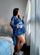 Set (4p) Remera, Short (x2) y Bata  "Essential Liberty Blue"