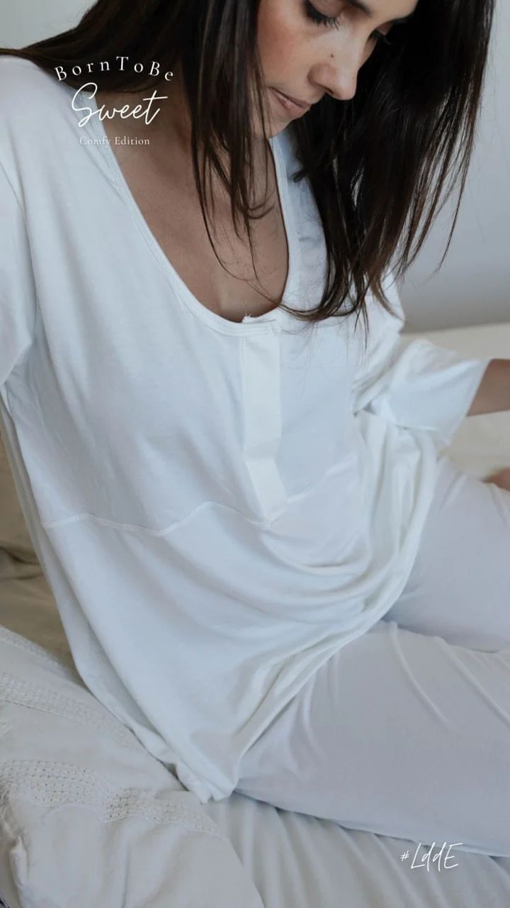 Set (2p) Camiseta y Pantalon "Born To Be" Cream