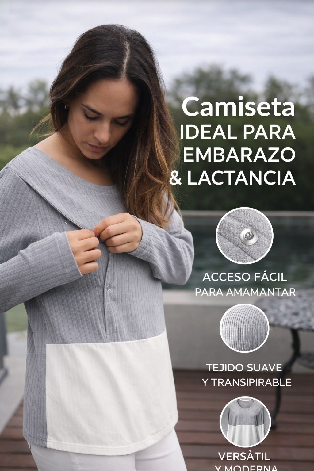 Camiseta gris con blanco